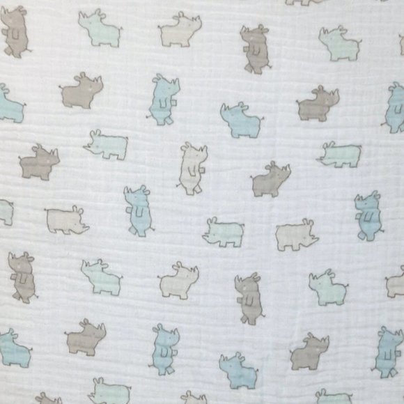 Koala Baby Rhino Rhinoceros Muslin Swaddle Wrap Security Baby Blanket 45" X 42" - Picture 3 of 5